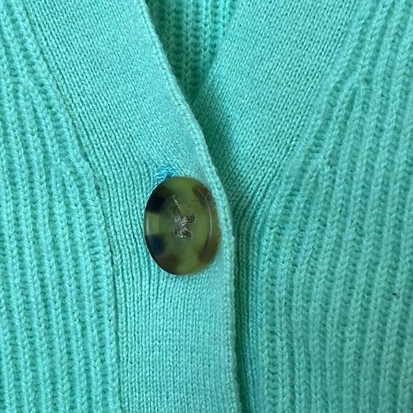 NWT Lands End Womens Cool Mint Cashmere Ribbed Vneck Cardigan XSMALL 2-4 - Picture 3 of 7